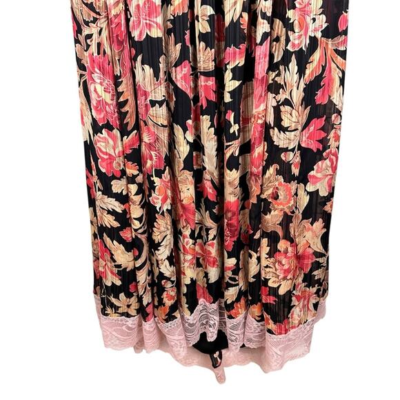 NEW Free People Primmy Midi Black Floral Chiffon Pink Lace Resort Boho Dress XL - Picture 14 of 16